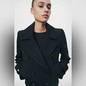 Zara Short Military Peacoat Jacket NWT